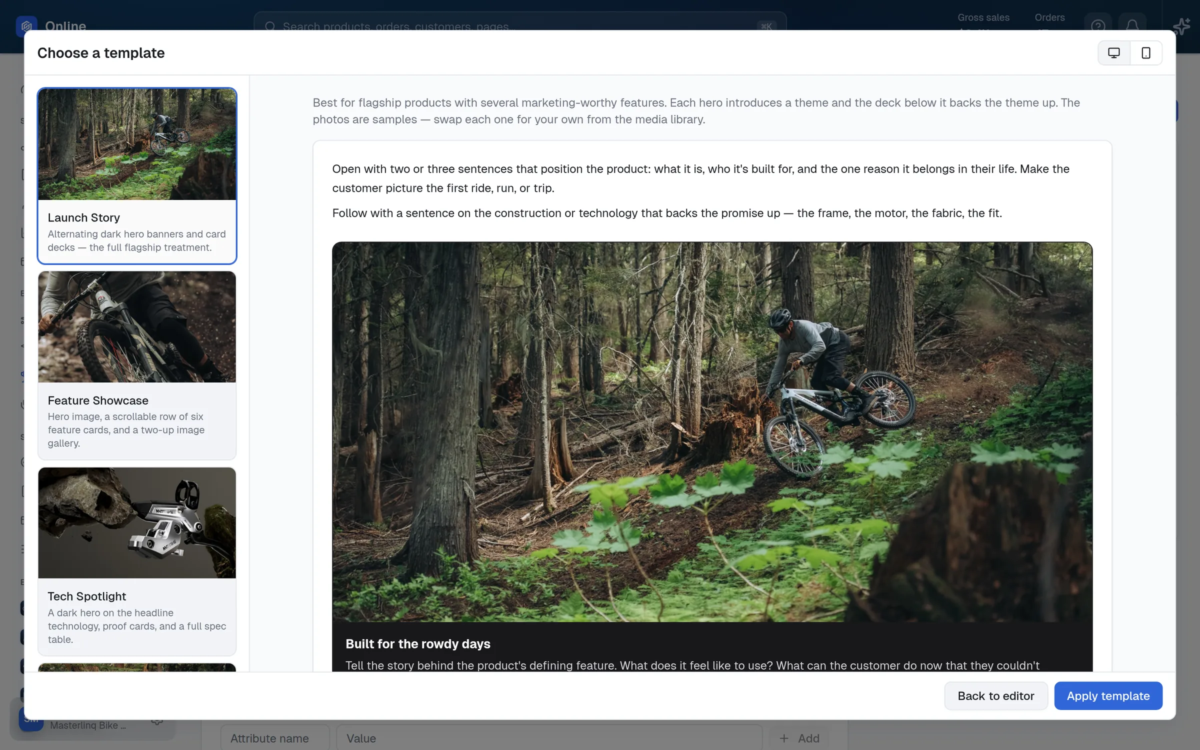 The catalog description editor in the Masterlinq admin