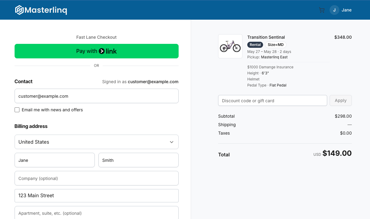The enhanced checkout layout
